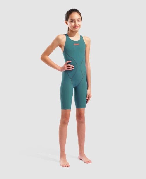 Arena Powerskin Impulso LE Biscay Bay/Cherry Junior Open Back Technical Suit - East Valley Sports