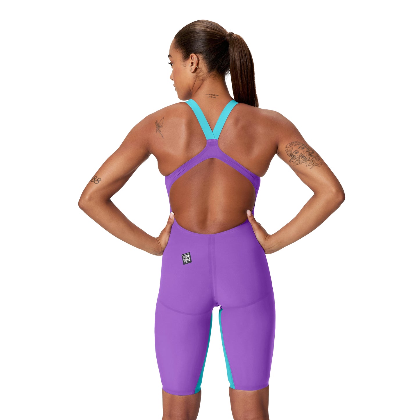 Speedo Fastskin LZR Pure Valor 2.0 LE Purple/Turqoise Open Back Kneeskin Technical Suit - East Valley Sports